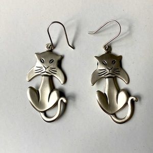 Silver cat earrings